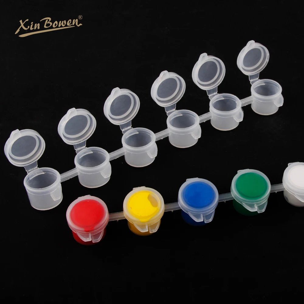 Xinbowen Factory 3ml*6 Reusable Mini Art Empty Paint Pots Paint Strips for Acrylic Watercolor Set Painting 3ml Glass Paint 3 Ml