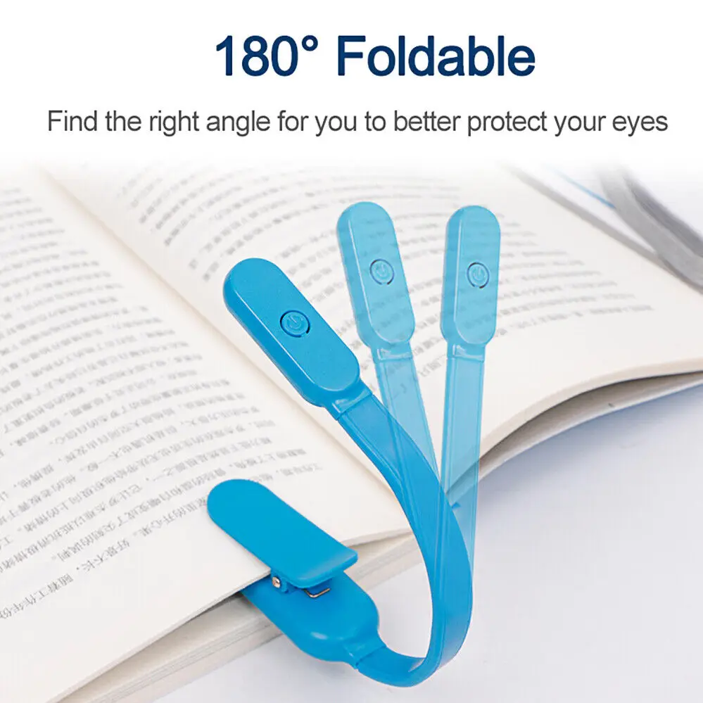 USB Rechargeable Mini LED Book Night Lamp 3 Brightness Adjustable Clip-On Study Reading Lamp Travel Bedroom Dormitory 1 Year