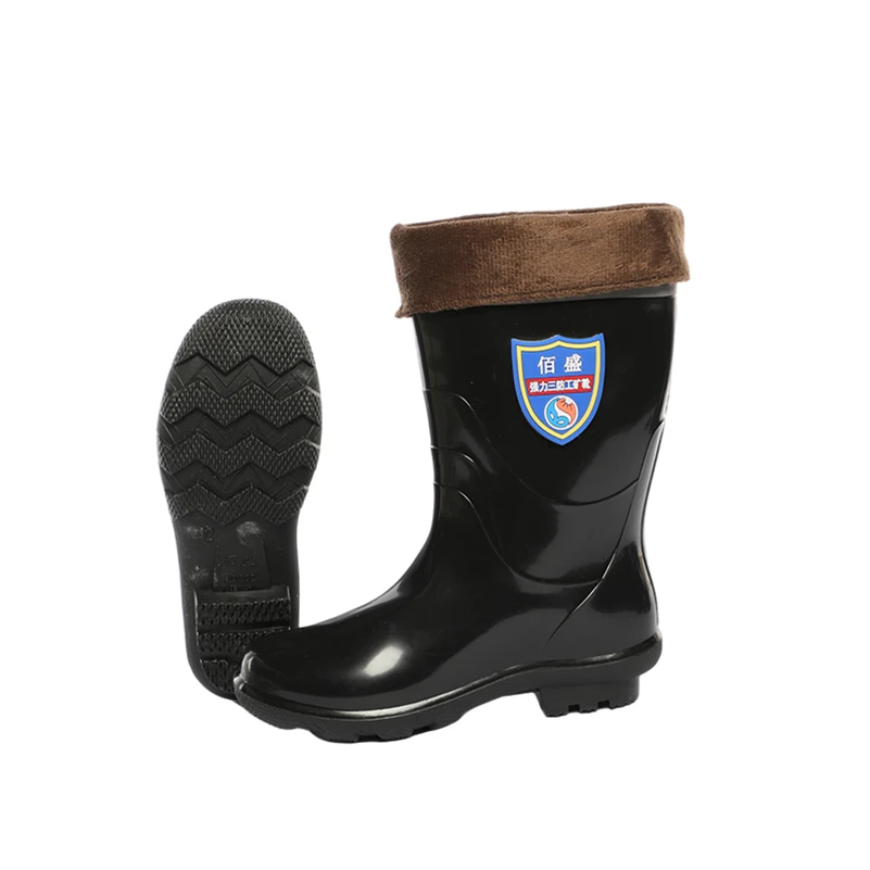 Factory Customized Thickened Warm Cotton Lining Pvc Rain Boots Waterproof Non-Slip Cheap Rain Boots