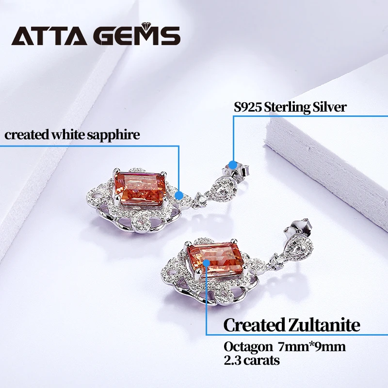 Octagon Cut Zultanite Gemstone Earrings for Women 925 Silver Turkish Diaspore Color Change Drop Earrings for Wedding Bride