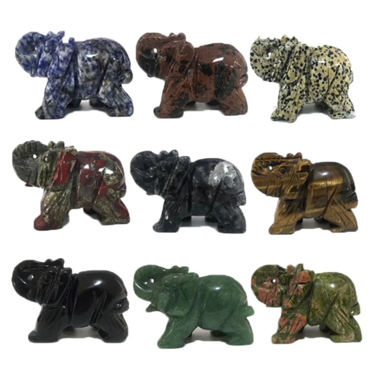 Factory Wholesale Turquoise Quartz Elephant Crystal statue Animal Gemstone Figurines