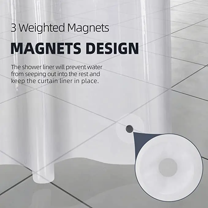 Clear Shower Curtain Lining 72 x 78 long plastic PEVA Shower curtain with bathroom lining with magnet rust proof washer hole