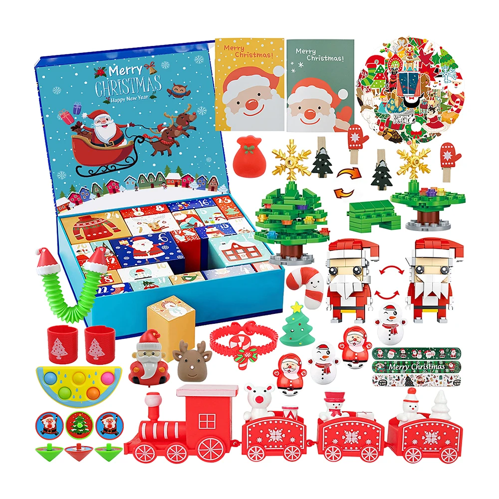DIY calendar train block plastic toy set kids mystery christmas gift box
