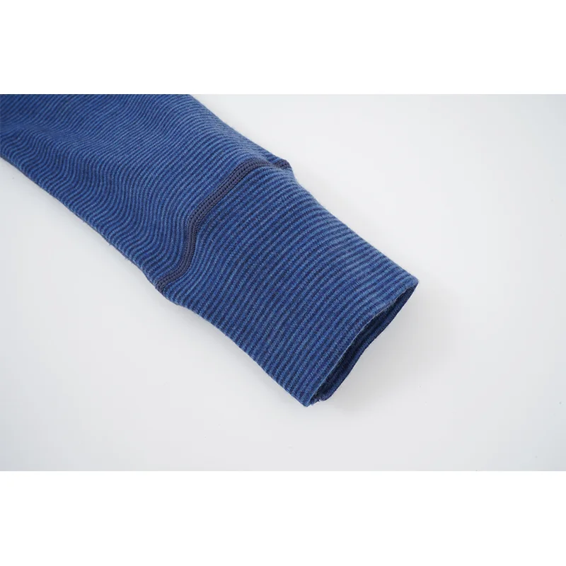 Solarwool Fashion Winter Interlock Heated Stripe Underwear 100% Merino Wool Womens Basic Shirt