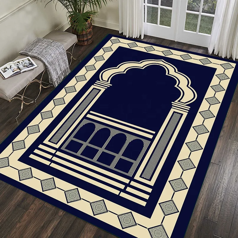 Modern Printed Anti-Slip Islamic Prayer Rug Soft Fringes on Both Sides Home Use Muslim Folding Prayer Mat Living Room Pray Mats