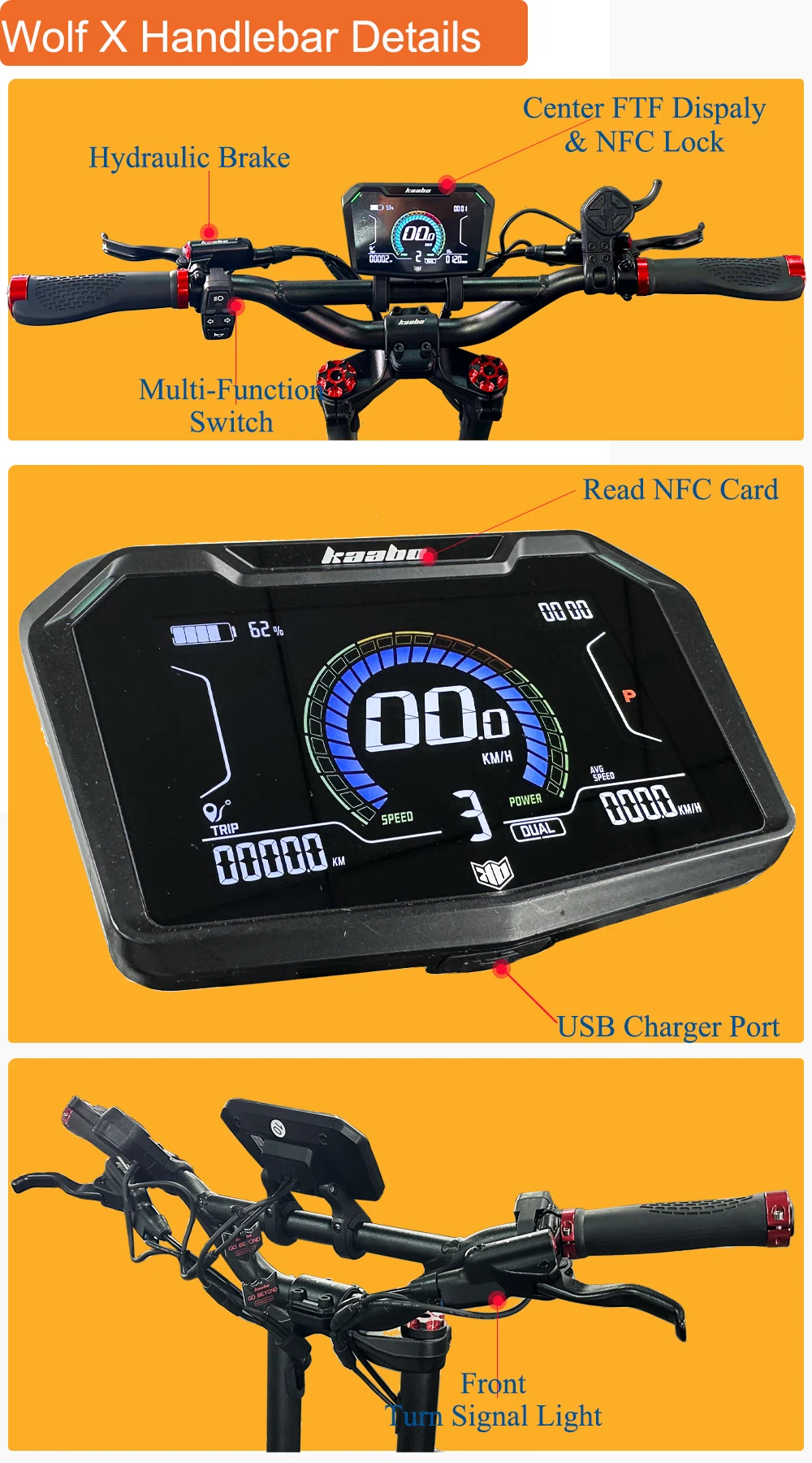 Original Kaabo Wolf Warrior X 10inch 60V 28AH Battery Top Speed 70km/h Electric Scooter with Hydraulic Shock Absorption