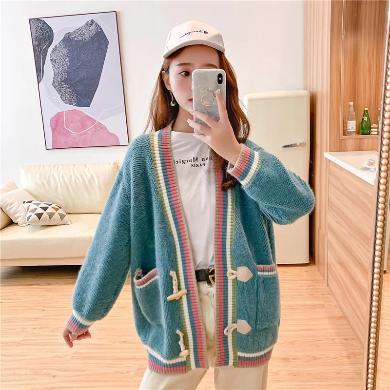 
Wholesale women cardigan coat sweater long sleeve knitted sweater cardigan with pockets women coat 
