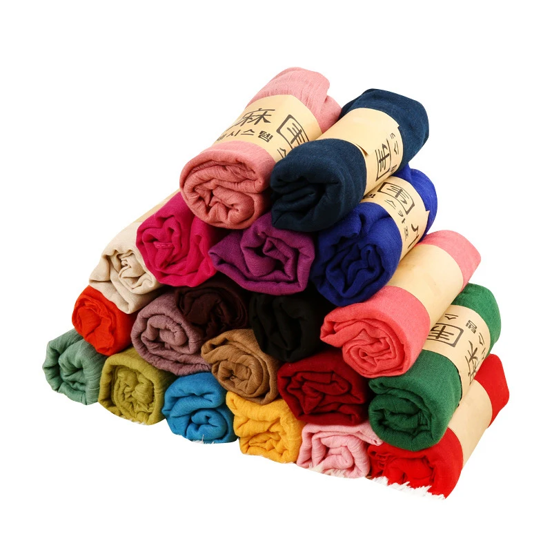 TXL254 Women Lady Scarf Spring Summer Casual Turban Shawls Veil 30 Colors Polyester Muslim Hijab Headwraps Ethnic Scarves