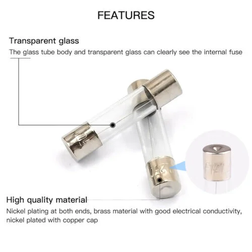 PENPOS 5*20 Fast-Acting Glass  Fuse Car Glass  Fuse Matching Kit 5X20 0.5A-20A Household Fuses