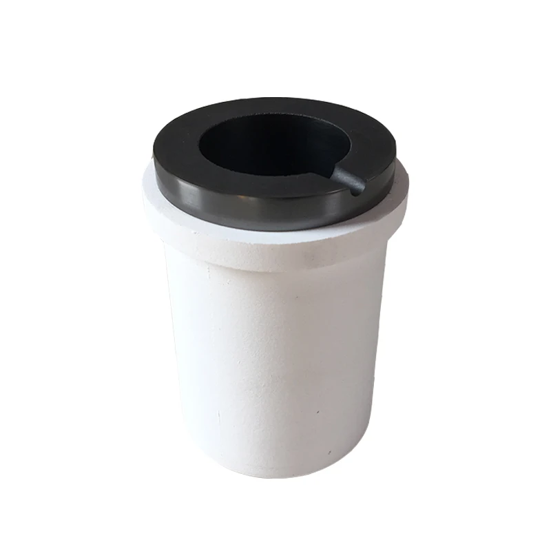1kg   New type high pure black graphite crucible with clay white ceramic crucible outside low factory price