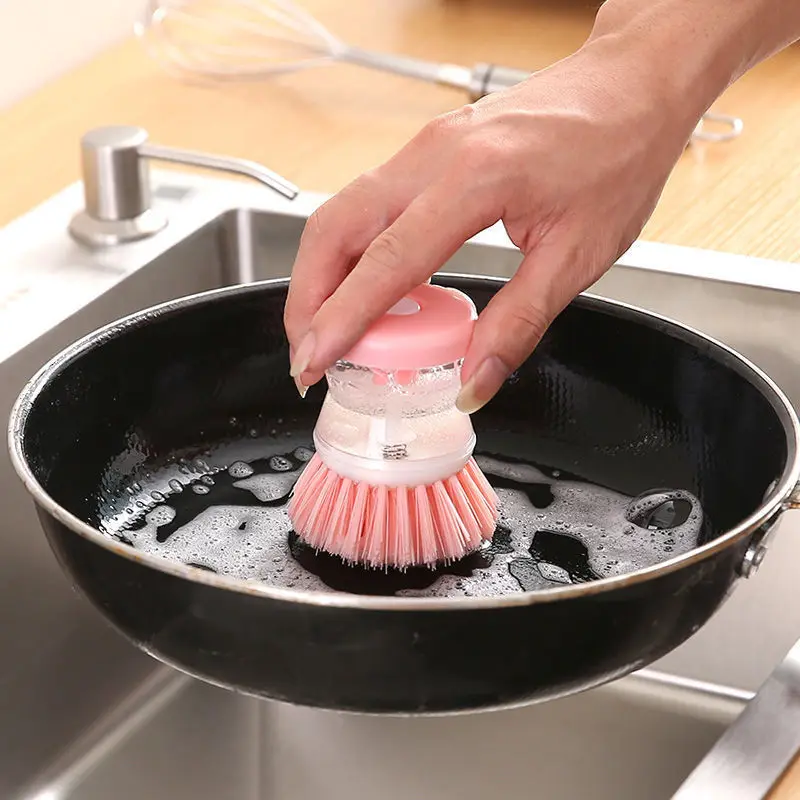 Kitchen Accessories Press Dispensing Liquid Detergent kitchen Cleaning Brush Kitchen Gadget Soap Brush