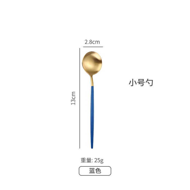 
Hot Sale Portuguese Stainless Steel Coffee Tea Dessert Ice Small Round Head Spoon with Colorful Handle Tableware Cutlery 