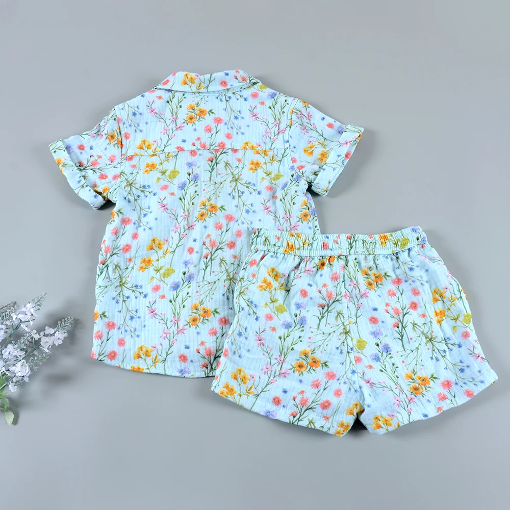 Colortex hot sale Baby Boys Girls Clothing Sets Summer Baby Wear Short Sleeve Printing Muslin girls 10 to 12 years clothes sets