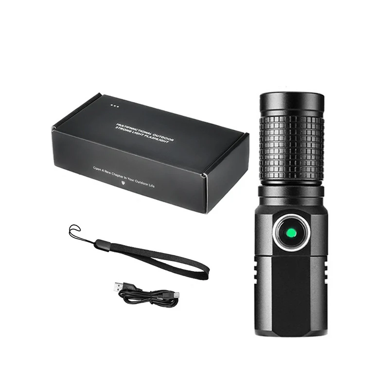 New strong light flashlight mini portable LED flashlight rechargeable zoom flashlight
