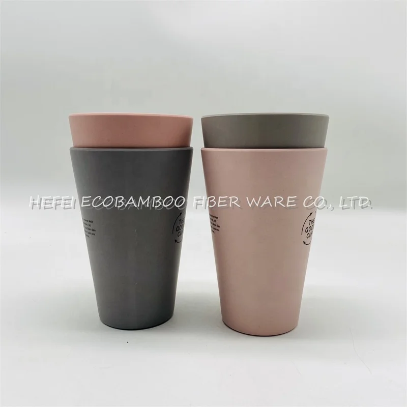 Bamboo Cups for Kids- Bamboo Fiber Cup Set of 4 Reusable, Dishwasher Safe and BPA Free Cups for Kitchen, Parties or Outdoor Use,