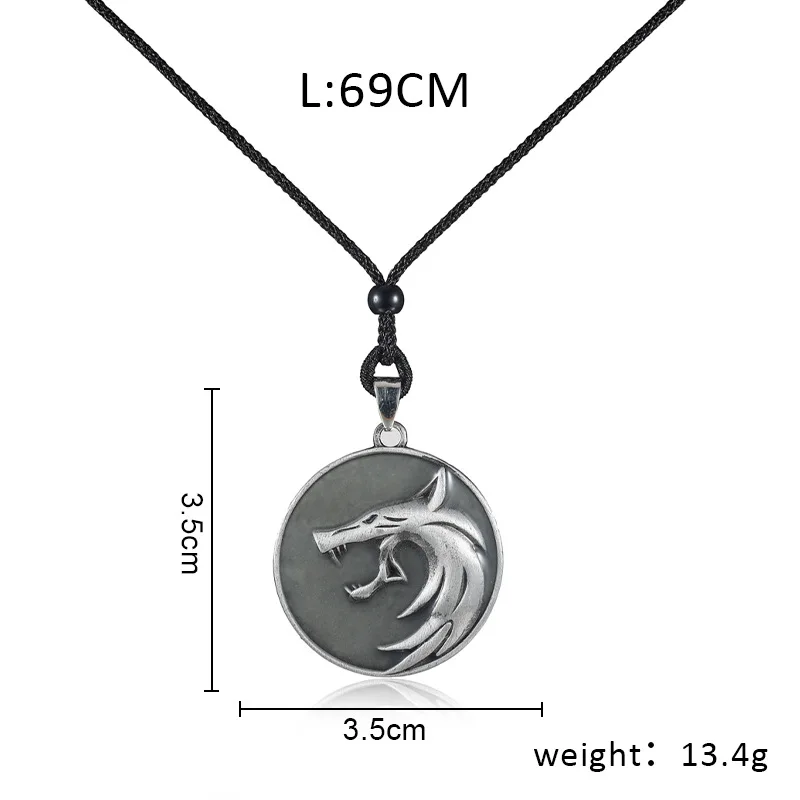 Witcher 3 Wild Hunt Game Design Demon Hunter Men Luminous Growing Wolf Pendant Necklace