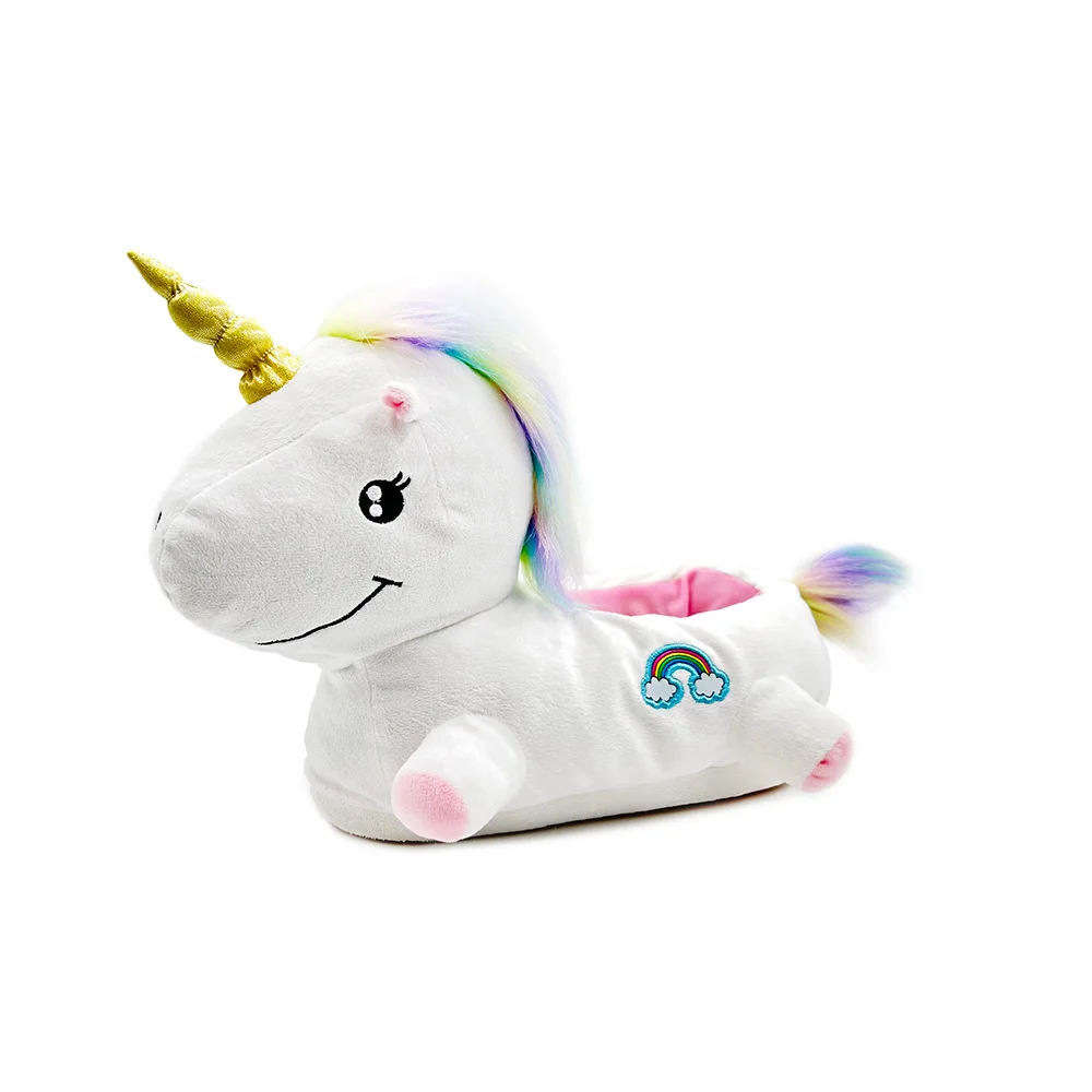 Unicorn Cute 3D Animal Slippers Indoor Bedroom Women Slipper Unicorn Plush Slippers Rainbow Adults HCG in House Winter Shoes