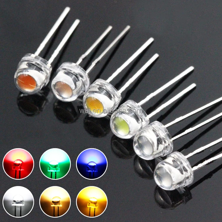 5mm light emitting LED lamp beads Straw Hat Head Long Foot Red Green Blue White Color DIP LED