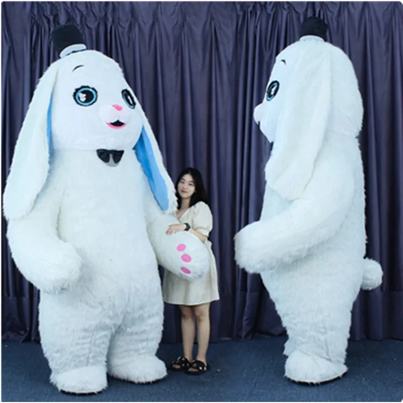 Adult Cute Easter Bunny Costume Inflatable Rabbit Mascot Costume Cosplay Furry Suits