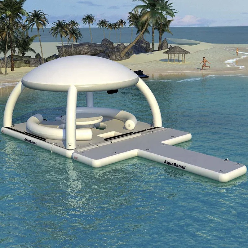 ODM Inflatable 6 Person Outdoor Island Inflatable Floating Platform Floating Table for Leisure Ocean Park Deck Chairs