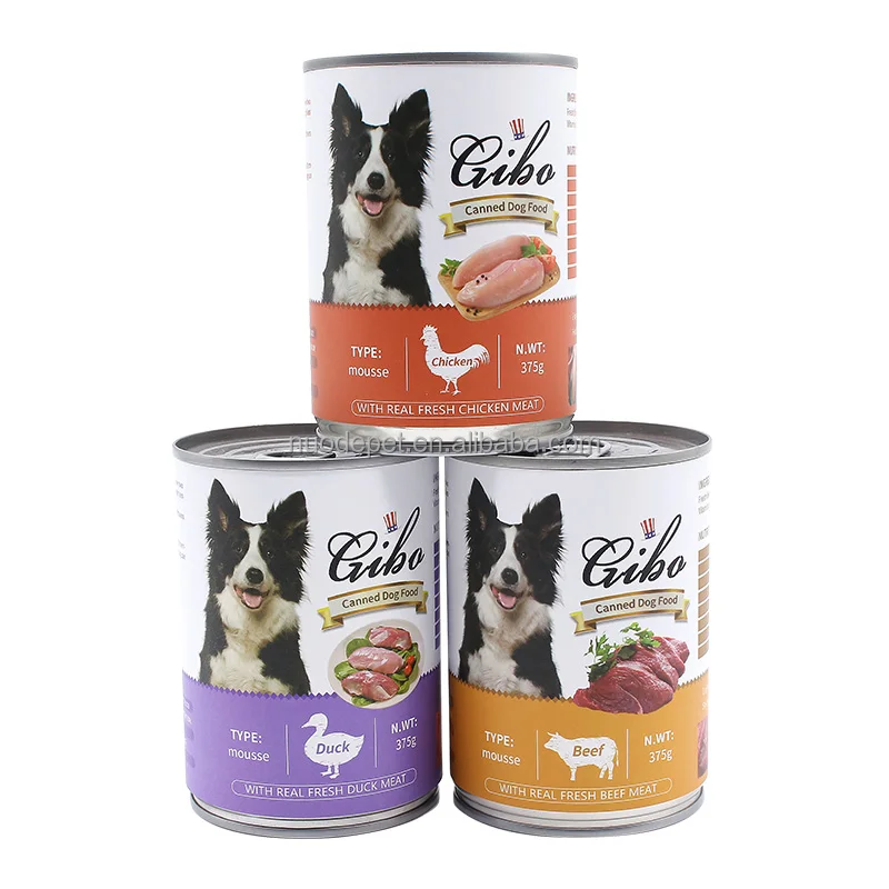 Factory Supply GIBO Brand high protein dog canned food dog treats wet dog food meat paste pet treats pet snack All flavor 375g