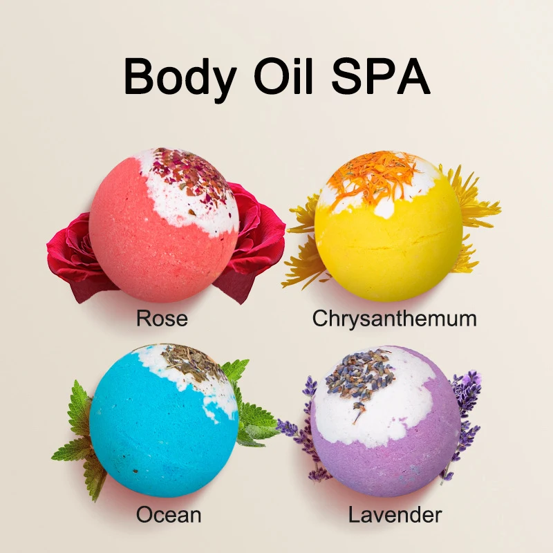 Wholesale private label 100g Supplies bubble bath bomb aromatherapy spa gift set Natural Organic Bath Bombs balls packaging