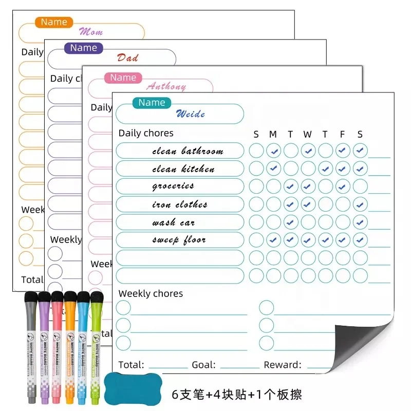 Factory Custom Magnetic Responsibility Reward Chore Chart Kids Chores Chart Fridge Magnet Board With Pen for Encourage