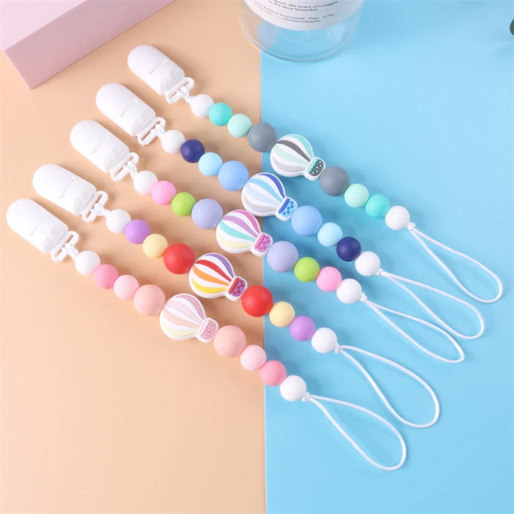 Infant Toddler Baby Teether Pacifier Clip Chain Silicone Beads Rainbow Pacifier Silicone Chain beads rainbow teether
