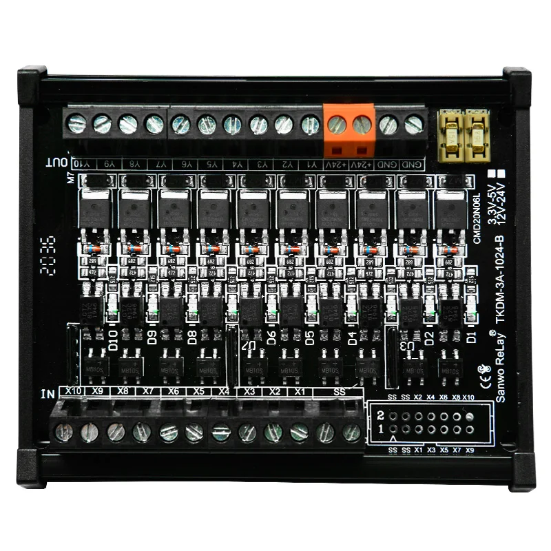 10 channels 3A Optocoupler Isolation Amplifier Relay Module with Safety Tube Solenoid Valve Single Chip Microcomputer Control Bo