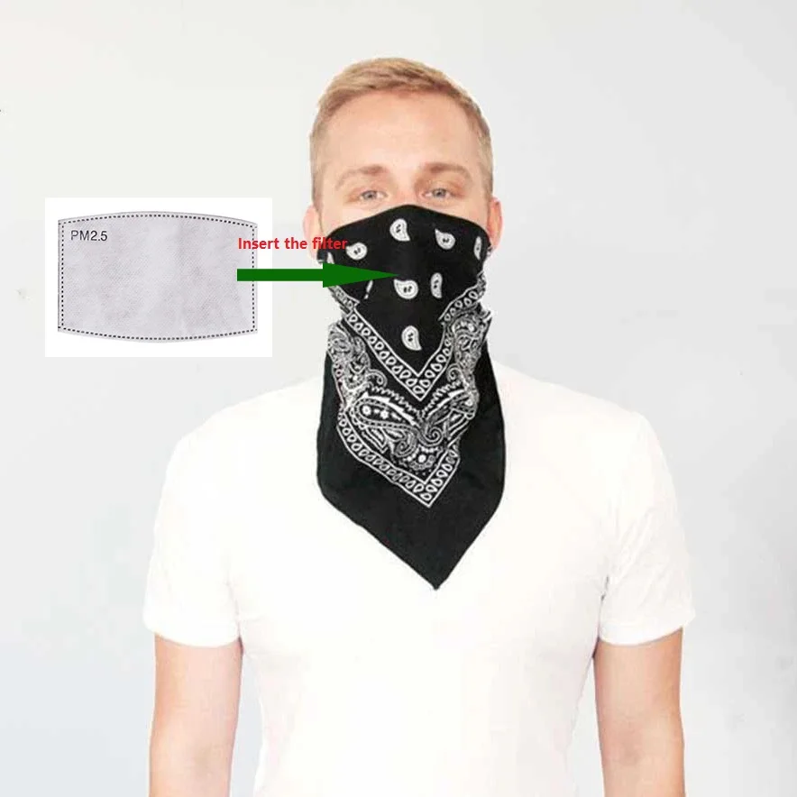 
Custom organic cotton bandana hoody with filter pocket 