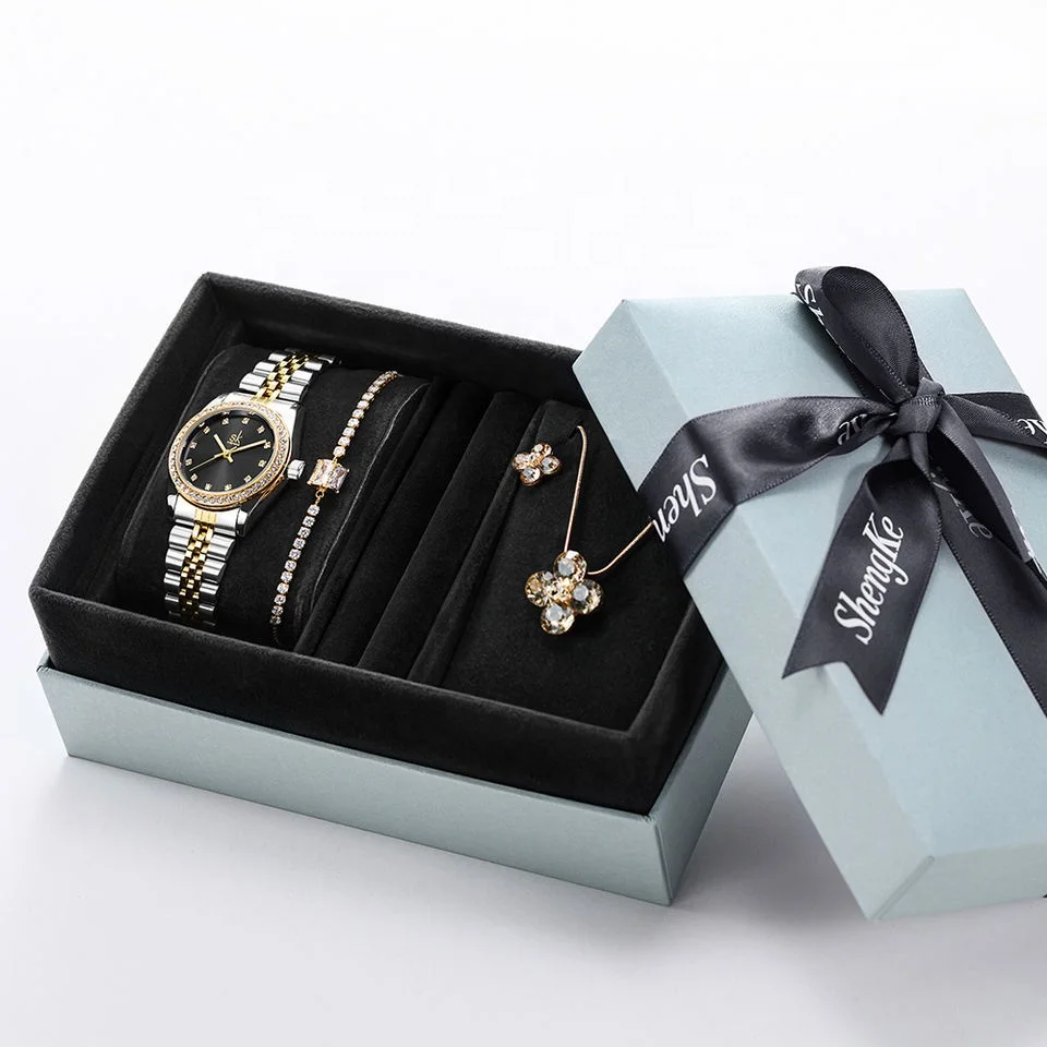 SHENGKE women jewelry set and watch montre jewelry and watch sets hand bangle jewelry and wrist Ladies watch set