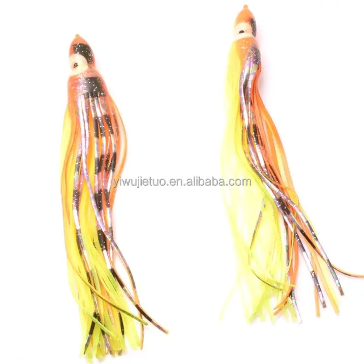 Super large Soft squid Bait rubber Squid Skirts fishing lure glow in dark underwater 22cm