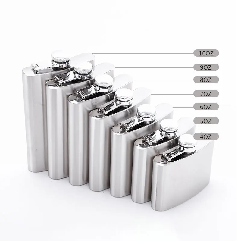 Laser Sanding Mirror Alcohol Bottle Wine Pot Portable Pocket Stainless Steel Mini Hip Flask Flagon Whisky Alcohol Liquor