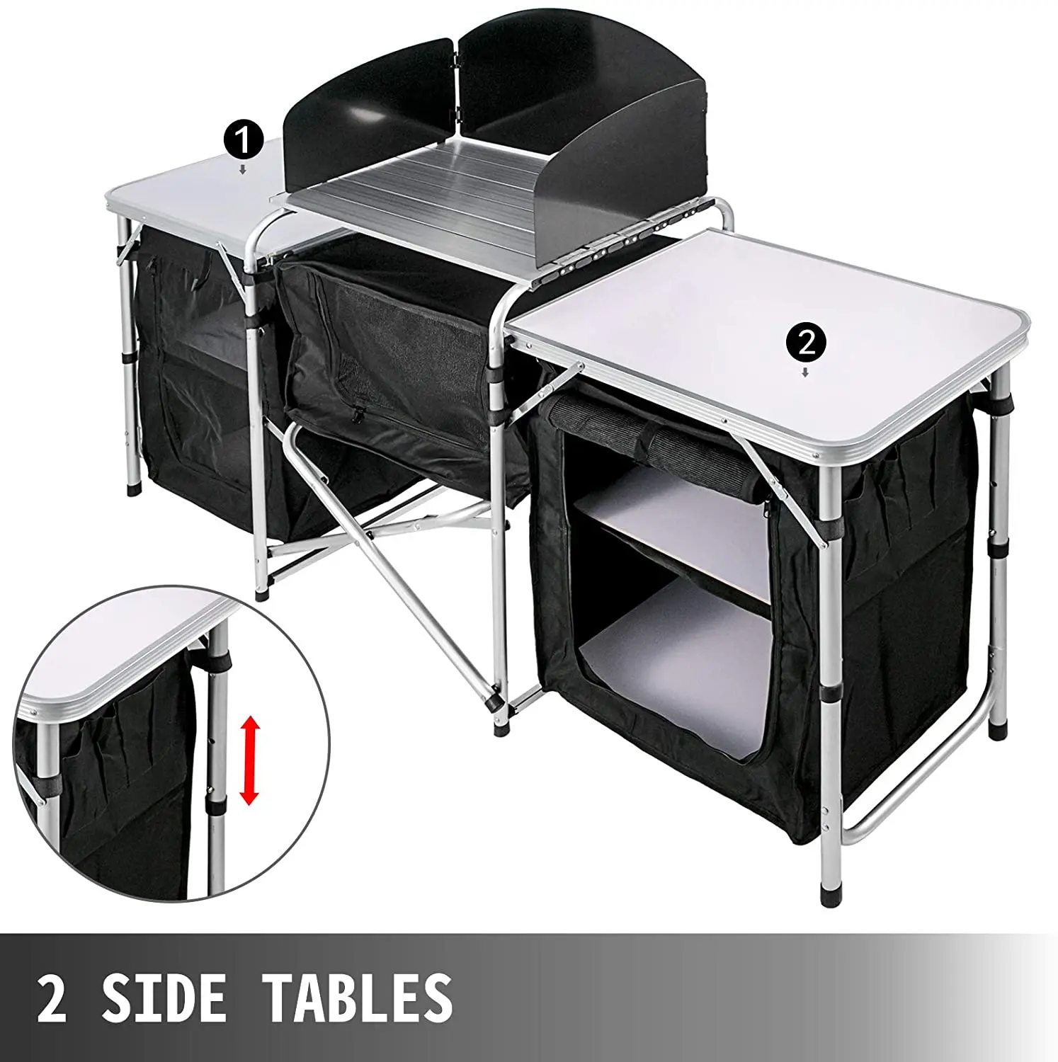 
Outdoor Activities Camp Kitchen 2-tier Table 2 Side 3 Zippered Bag Portable Camping Cook Table Camping Furnitures 