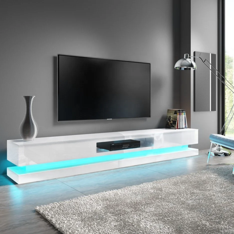 New Design Home Entertainment Wall Unit Tv Stand With 20 Colors LED Floating Shelves Wall Mounted Tv Cabinet