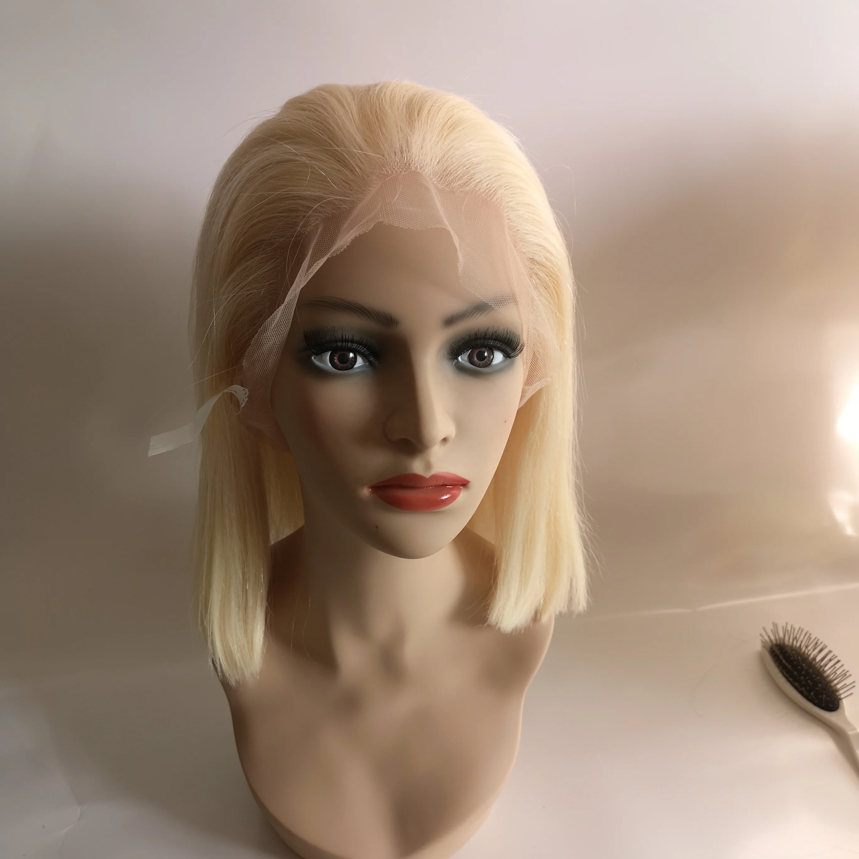 BOB Human Hair Lace frontal  Wig Remy European Hair Lace Wig Light Blonde