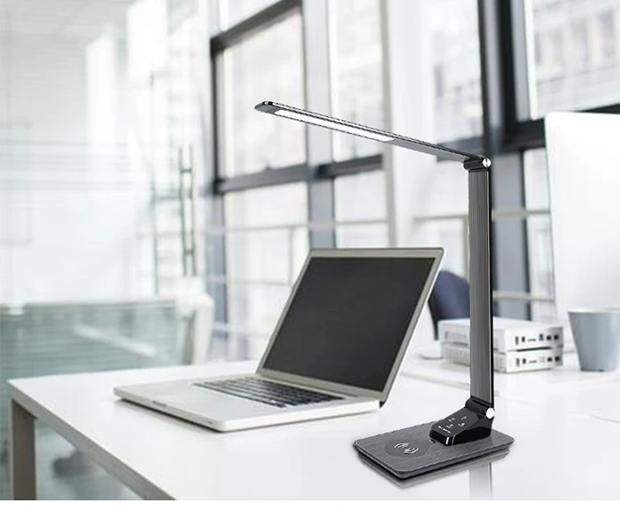 5 in 1 Wireless Charging Station Bedroom Table Lamp Multifunction Chargers Stand with Lamp Eye Protection Wireless Fast Charger