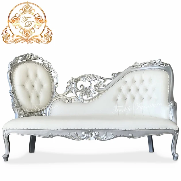 Royal Wedding Decor Chaise Lounge Wooden Bride Groom Sofa