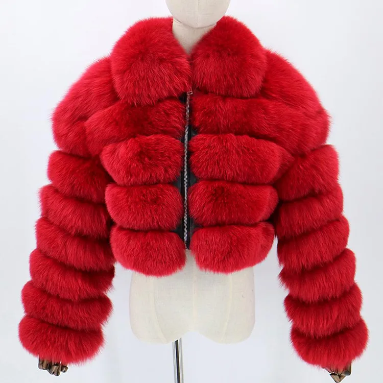 Short Cropped Winter Faux Fur Coat Jacket Women Faux Fox Fur Coat Hooded Women Fake Fur Coat For Lady