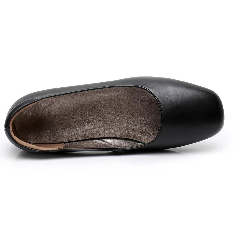 Top cow leather Hotel Waiter office shoes women pumps suit nonslip formal chunky heel stewardess 3.5cm heel shoe factory