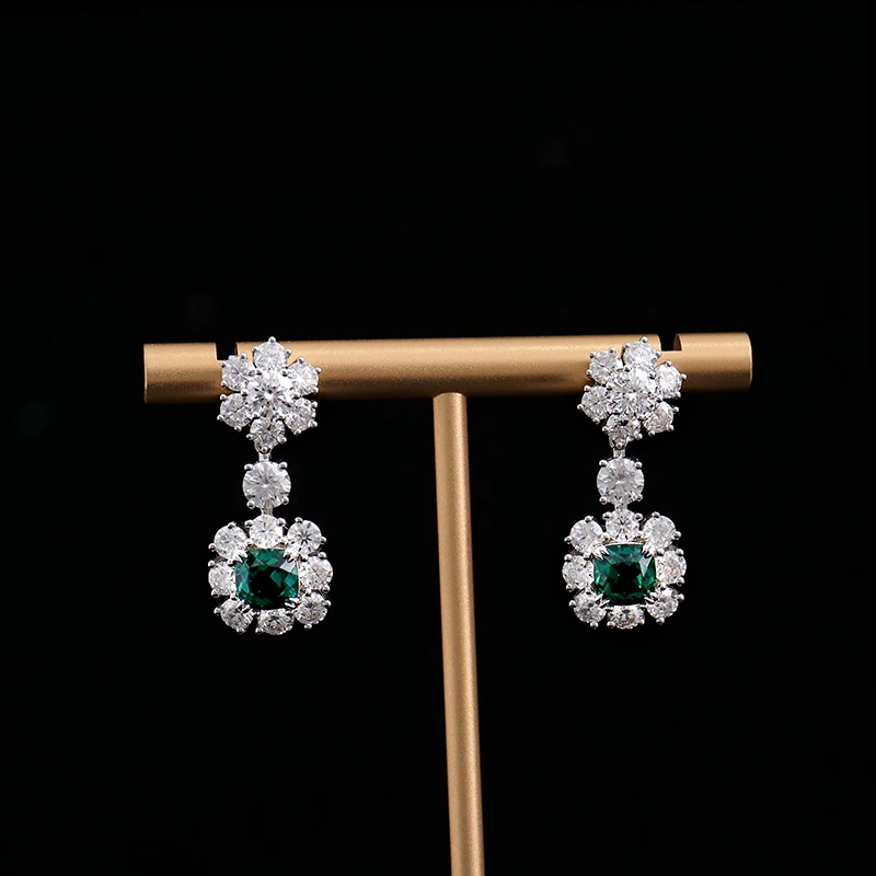 Dropshipping Custom earrings lab grown gemstone Zambia Color 1ct earrings cushion cut diamond earrings for women men