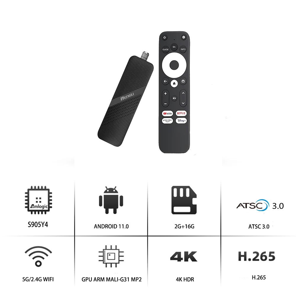 Manufacturer Wholesale  ATSC 3.0 stick tv 4k best android voice remote atsc 3.0 Smart Android Tv Stick 4k with Custom APP