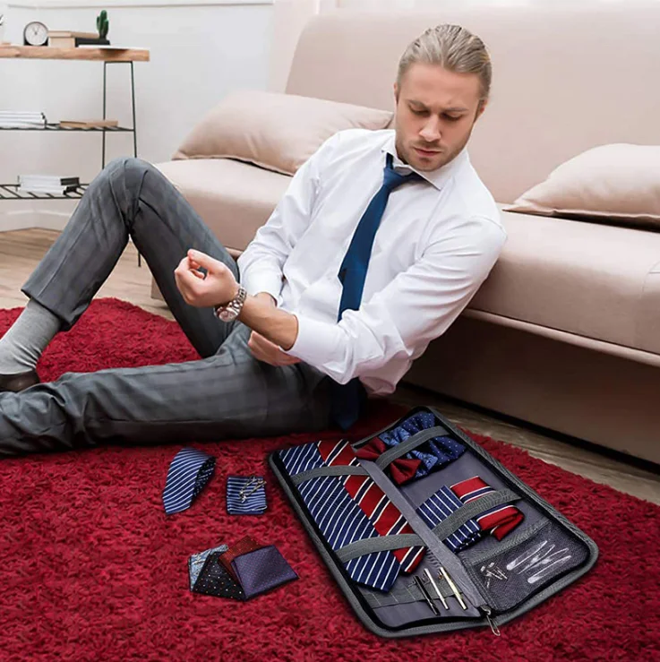 
Men Tie box Case Organizer, cheap Oxford necktie pack box for business men 