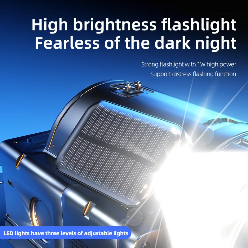 Mini Solar Keychain Power Banks Solaire USB Type C Charger Waterproof 5000mAh Large Capacity External Battery Powerbank Case