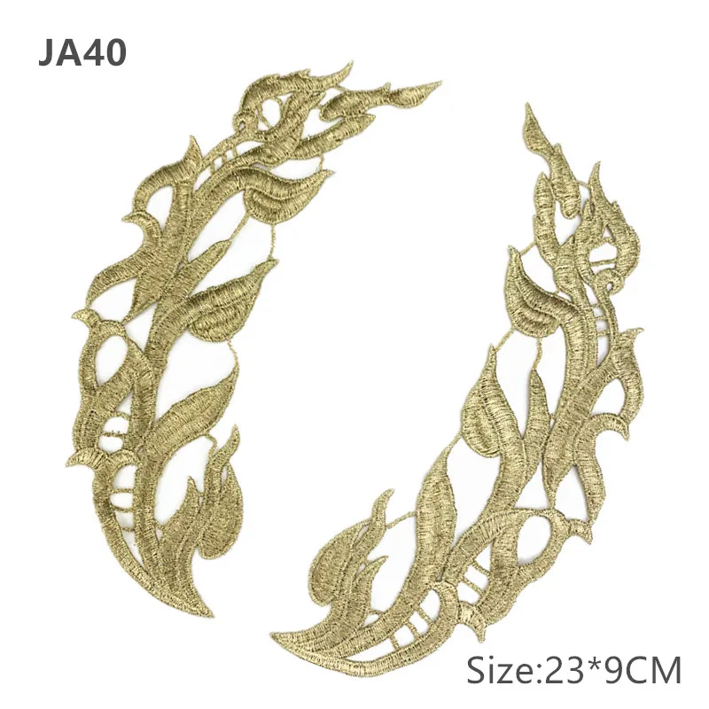 Wholesale Gold and Silver Embroidery Flower Sewing Dress Decoration Decal Lace Patch Custom Embroidery JA39