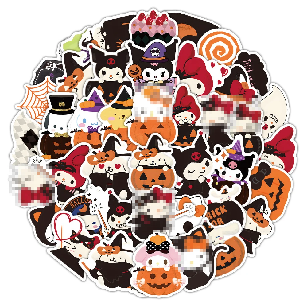 60Pcs Cartoon Halloween Kuromis Melody Graffiti Stickers For Refrigerator Phone Decor Cute Japanese Sticker