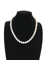 Natural Genuine Real 8.5-9mm AAA Traditional Pearl Necklace White Round Fresh Water Pearl Necklace
