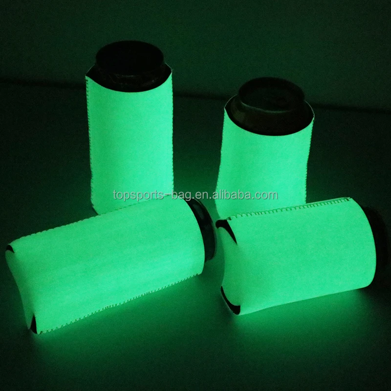 Plain Neoprene Fuax Leather Luminous Slim Can Sleeve Glow in the Dark Soda Slim Can Insulator Holder