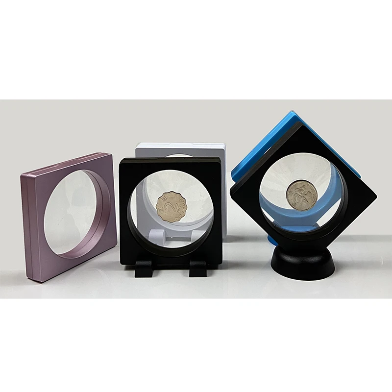 PET Membrane Jewelry Ring Pendant Display Stand Holder Bague Packaging Box Protect Jewellery & Stones Floating Presentation Case