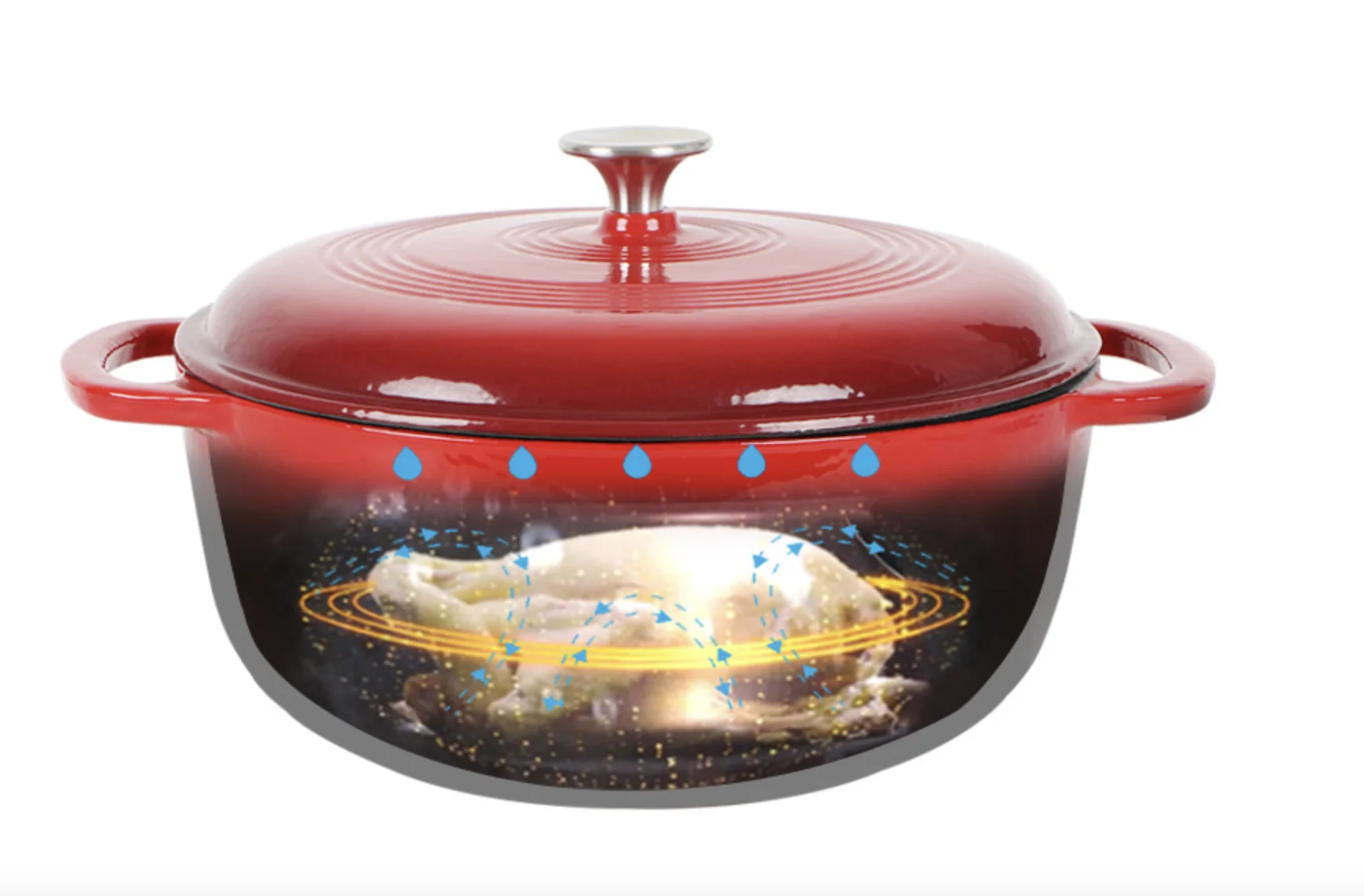New Arrival Kitchen 28CM 7L Classic Non-Stick Red Seasoned Camp Cast Iron Enameled Dutch Oven Pot with Lid